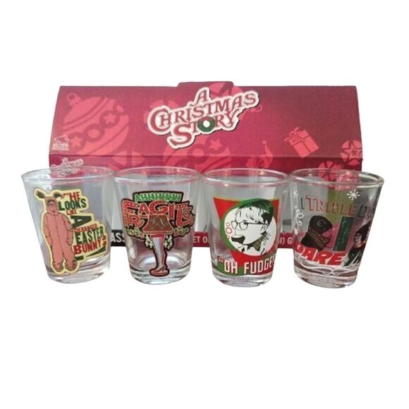 A Christmas Story Printed 1.5oz Glassware Shot Glasses Set Of 4 NWT - Picture 1 of 16